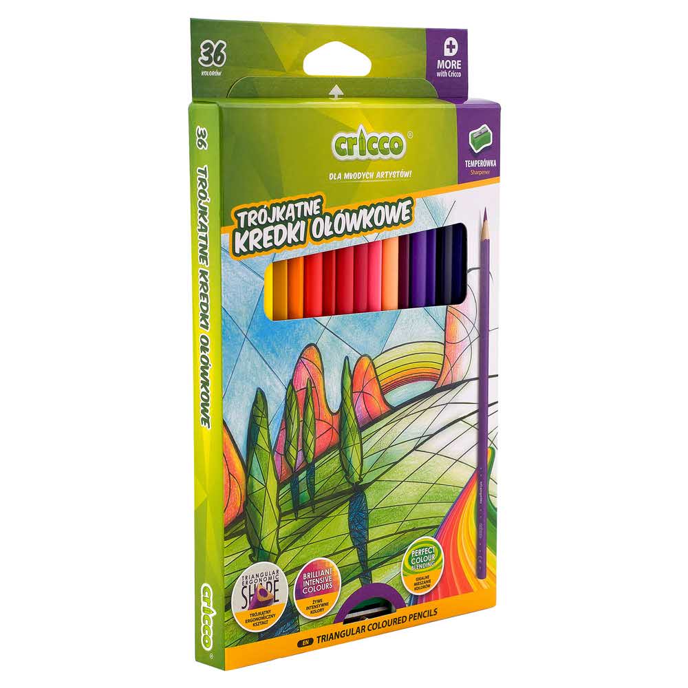 kredki cricco trójkątne 36 kolop.kartonowe z temperówką alibiuro.pl 43
