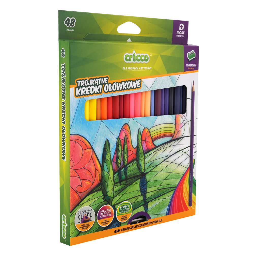 kredki cricco trójkątne 48 kolop.kartonowe z temperówką alibiuro.pl 49