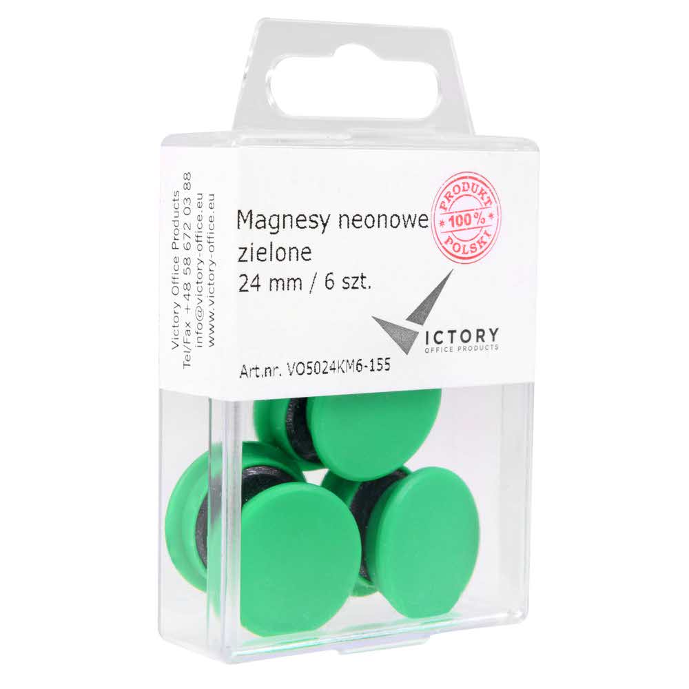 magnesy neonowe zielone 24mm opkm 6 sztvictory office alibiuro.pl 64