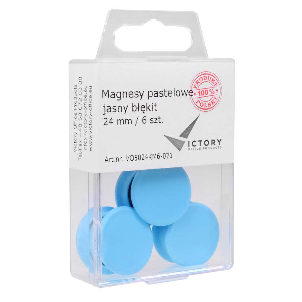 magnesy pastelowe jasny błękit 24mm opkm 6 sztvictory office alibiuro.pl 84