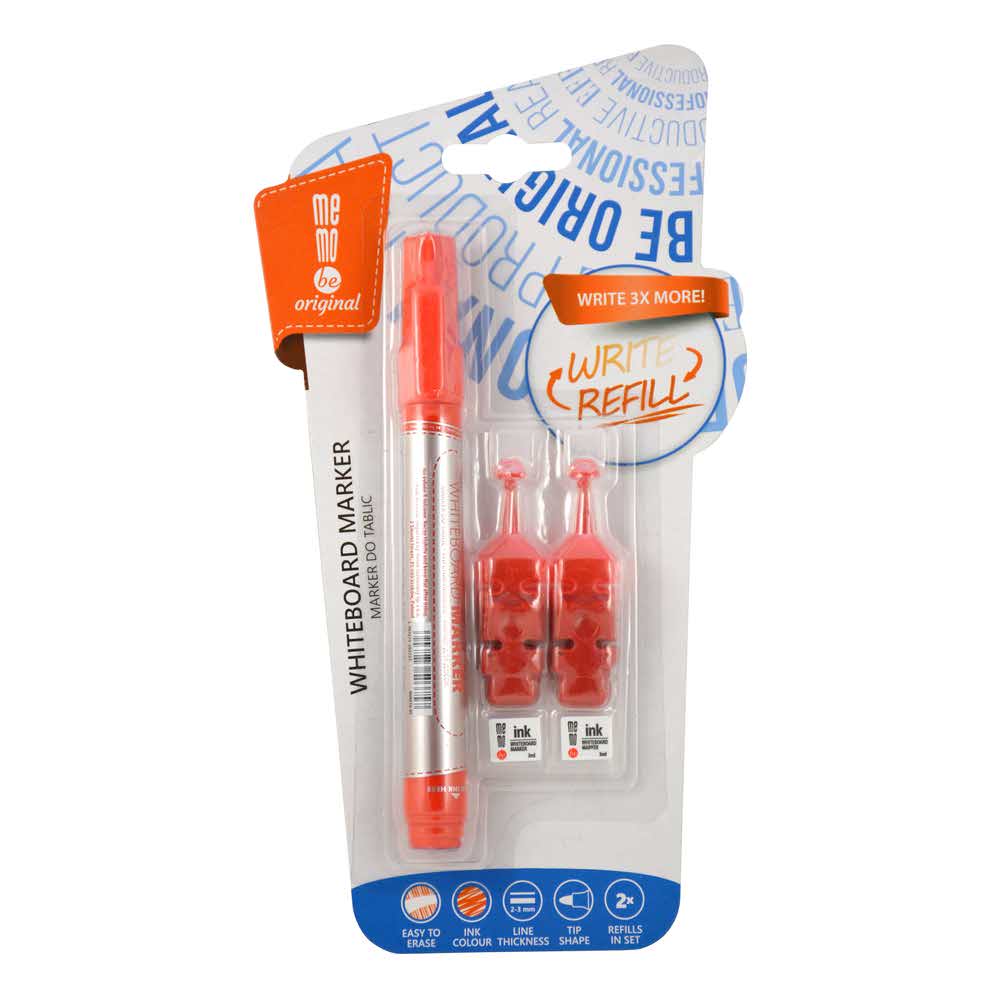 marker do tablic suchościeralnych memobe 2 ampułki z zapasowym tuszem okrągła końcówka kolor czerwony alibiuro.pl 19