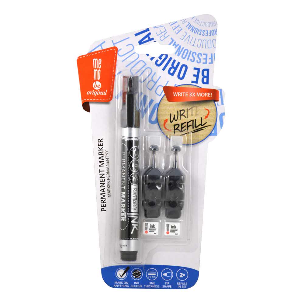 marker permanentny memobe 2 ampułki z zapasowym tuszem okrągła końcówka kolor czarny alibiuro.pl 41