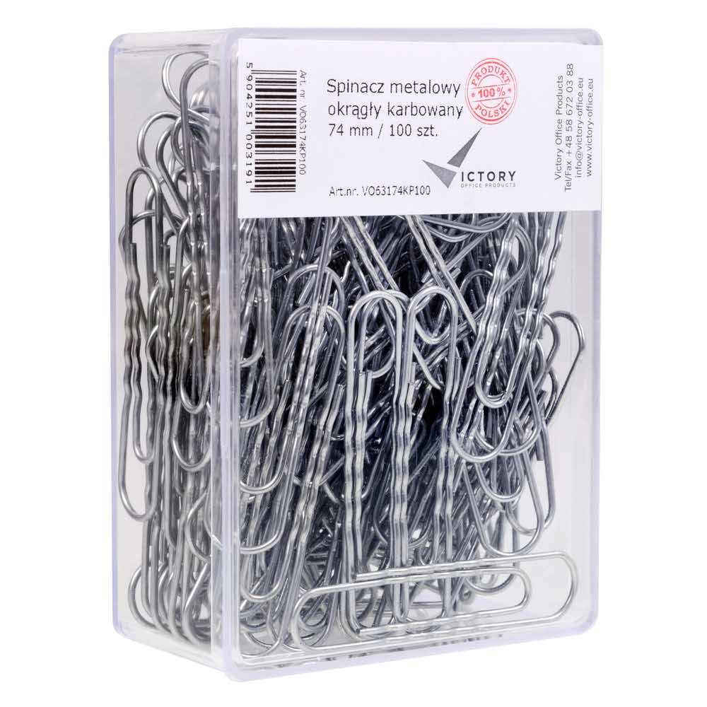 spinacz metalowy okrągły karbowany 74mm opkp 100 sztvictory office alibiuro.pl 12