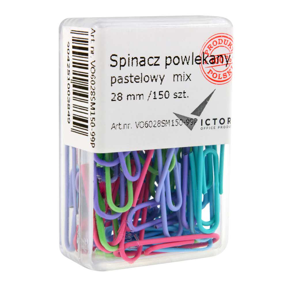spinacz powlekany pastelowy mix kolorów 28mm opsm 150 sztvictory office alibiuro.pl 7