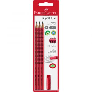 zestaw grip 2001 b 3x ołówek+gumka czerwony faber castell alibiuro.pl 32