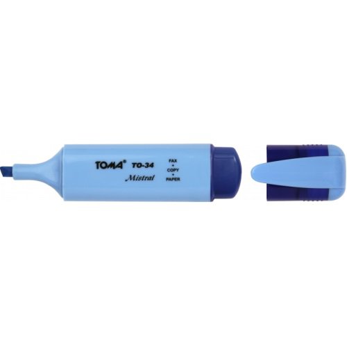 Zakreślacze MISTRAL, płaskie, szeroka końcówka 5mm TO-334 Toma niebieski