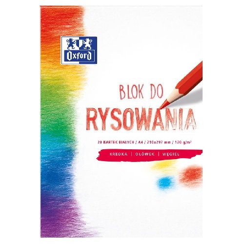 400093195 BLOK DO RYSOWANIA OXFORD A4 20 KARTEK 120 g biały