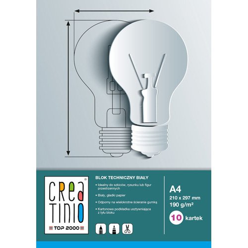 A4 10 kartek blok techniczny 170 g Creatinio TOP 2000 400079849 - biały