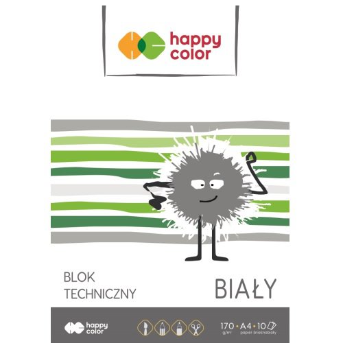 Blok techniczny biały A4 10 ark. 170 g/m Happy Color HA 3550 2030-0