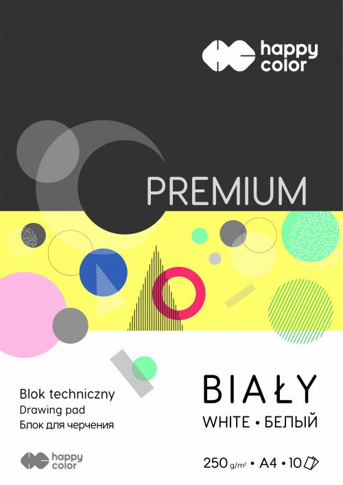 Blok techniczny biały A4 10 ark. 250 g/m Happy Color HA 3725 2030-0
