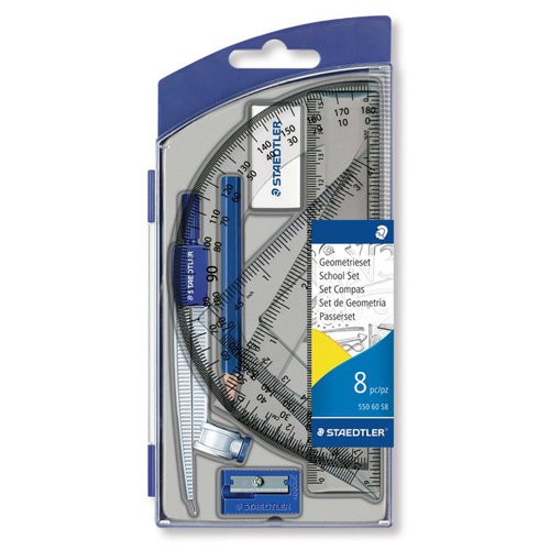 S550 60S8 Zestaw geometryczny szkolny w plastikowym etui 8 części Staedtler
