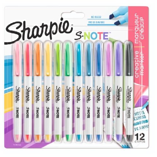 2138233 Zakreślacz mazak Sharpie S-note Mix kolorów (12 szt. )