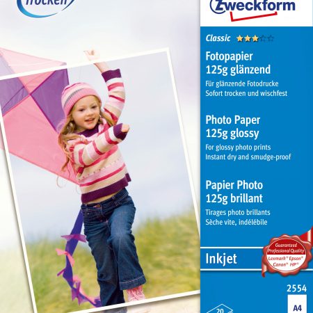 Papier Fotograficzny błyszczący, 125g, 210 x 297 mm, biały, Avery Zweckform