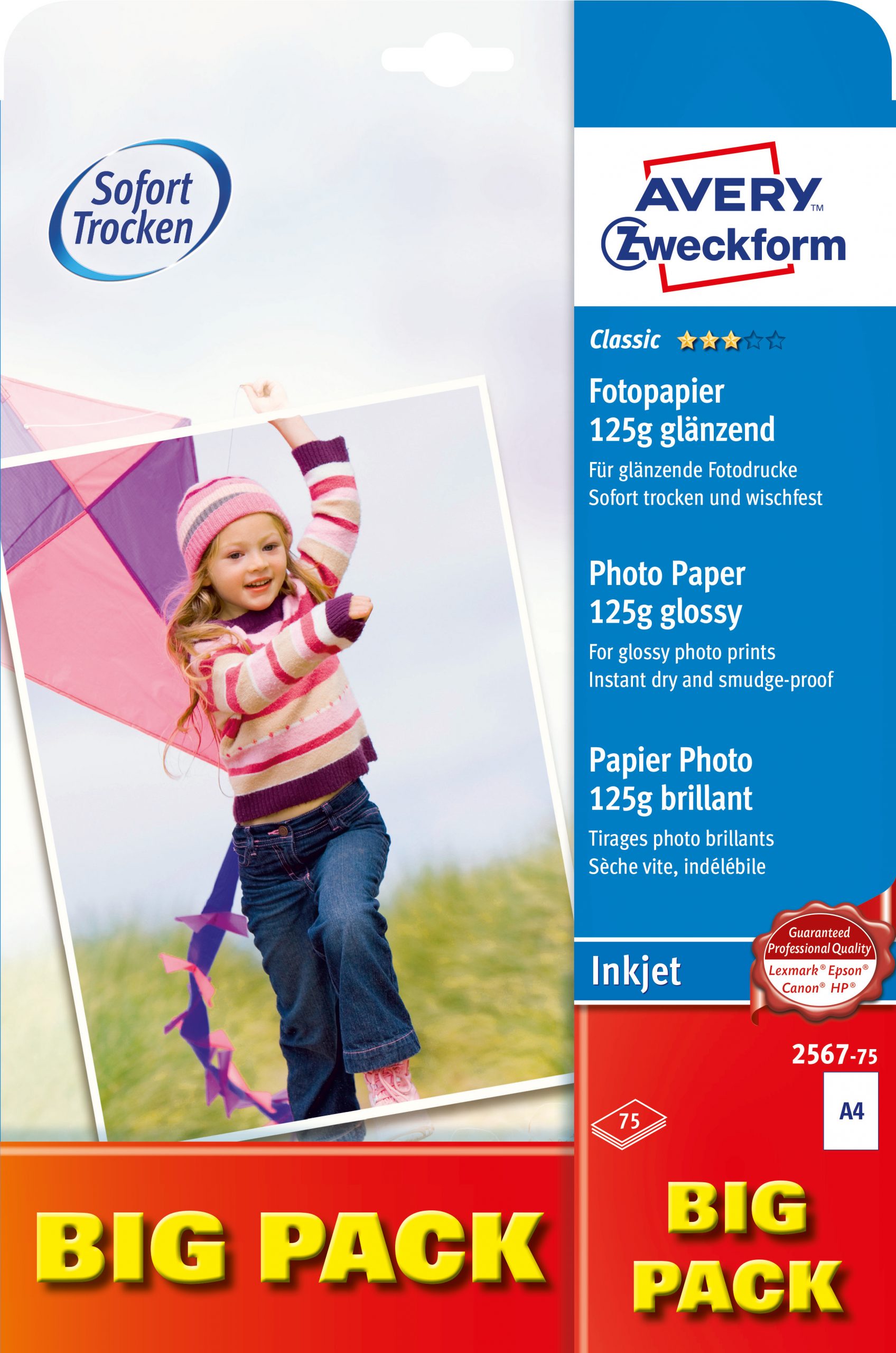 Papier fotograficzny błyszczący, 125g, 210 x 297 mm, biały, Avery Zweckform