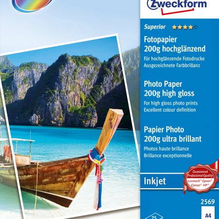 Papier fotograficzny wysokobłyszczący 200g, 210 x 297 mm, biały, Avery Zweckform