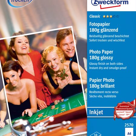 Papier fotograficzny błyszczący, obustronnie powlekany  180g, 210 x 297 mm, biały, Avery Zweckform
