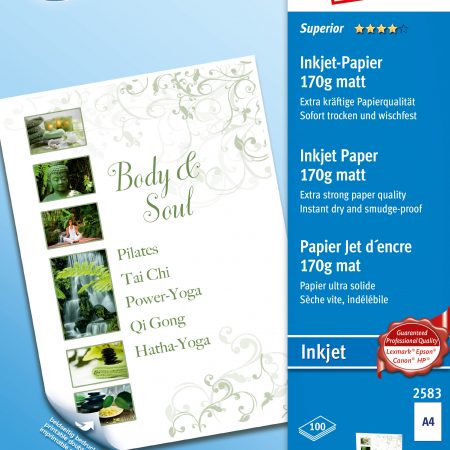 Papier matowy obustronnie powlekany 170g, 210 x 297 mm, biały, Avery Zweckform