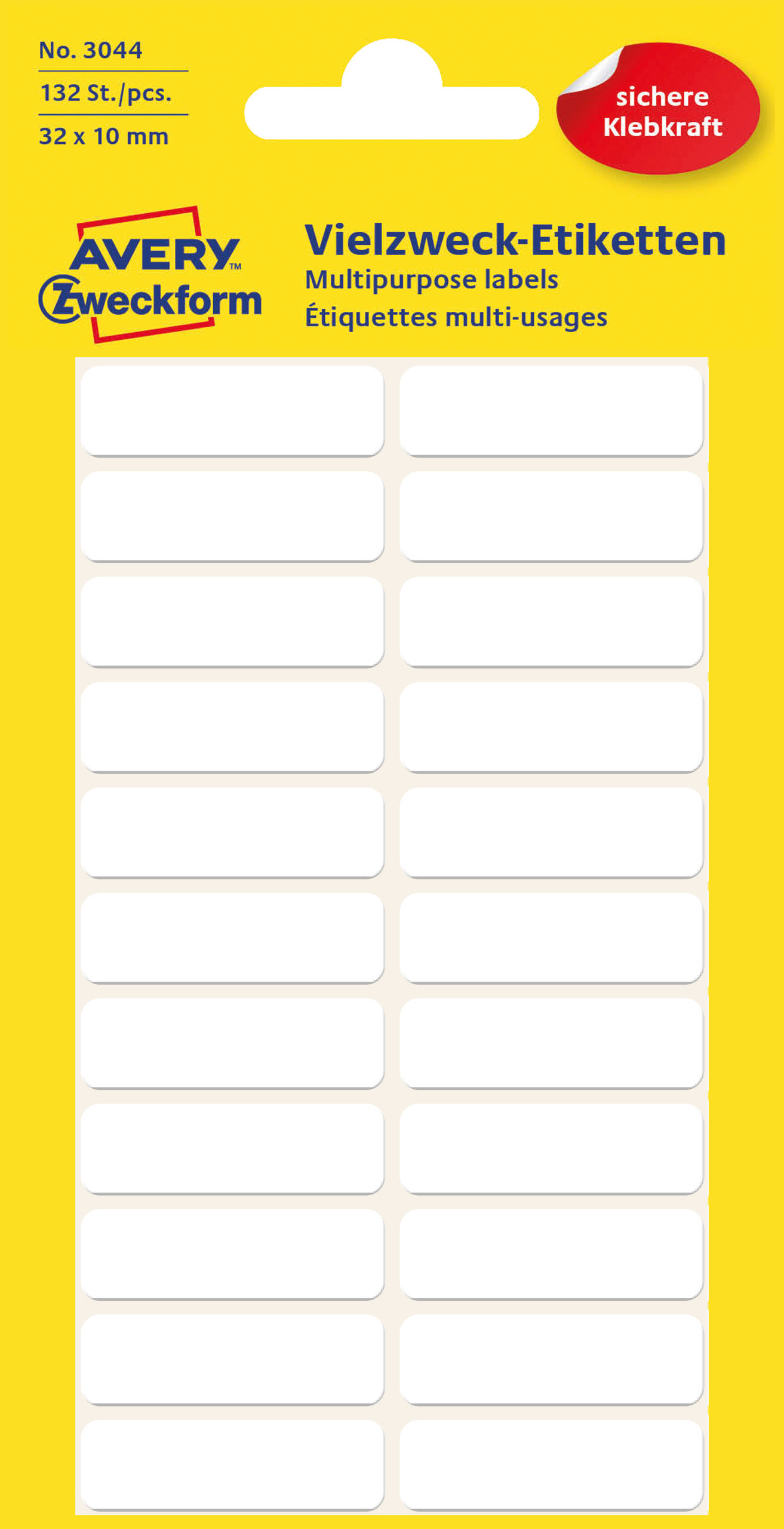 Białe minietykiety do opisywania ręcznego Avery Zweckform; 132 etyk./op., 32 x 10 mm