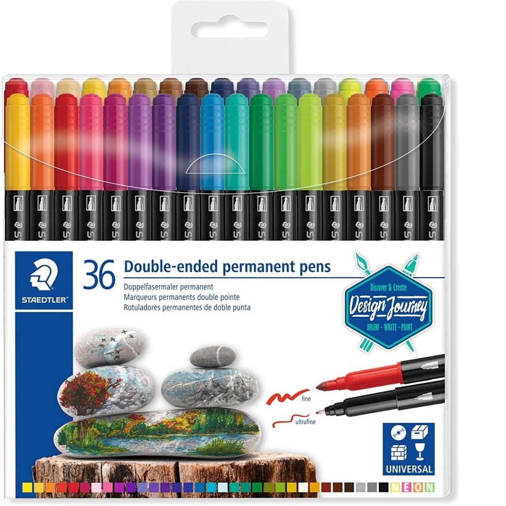 Staedtler, Flamastry dwustronne Design Journey, wodoodporne, 36 kolorów S 3187 TB36