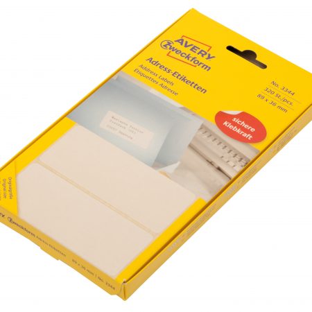 Etykiety adresowe białe Avery Zweckform; do drukarek igłowych; 320 etyk./op., 89 x 36 mm