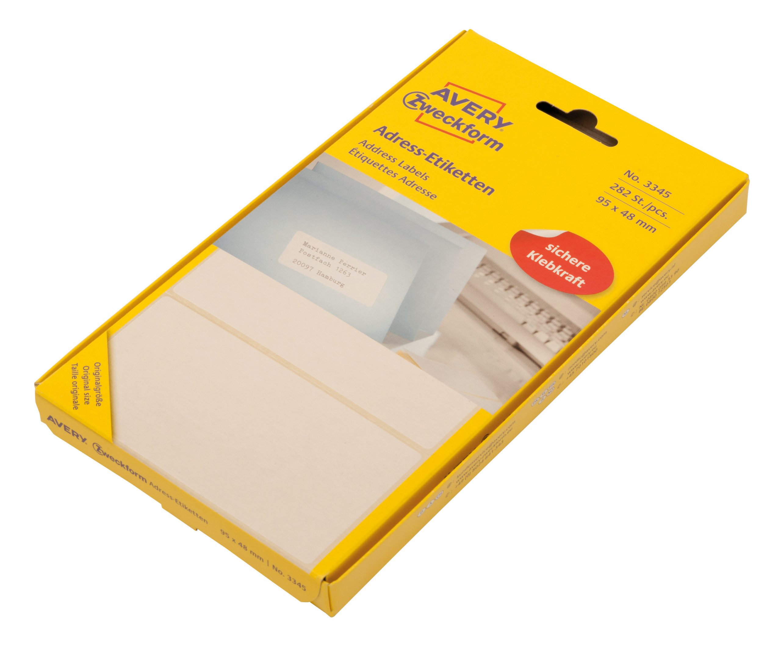 Etykiety adresowe białe Avery Zweckform; do drukarek igłowych; 282 etyk./op., 95 x 48 mm