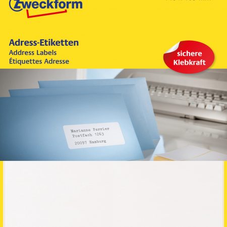 Etykiety adresowe białe Avery Zweckform; do drukarek igłowych; 80 etyk./op., 148 x 103 mm
