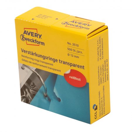 Pierścienie wzmacniające przezroczyste; 500 szt./op., Ø 13 mm,  Avery Zweckform