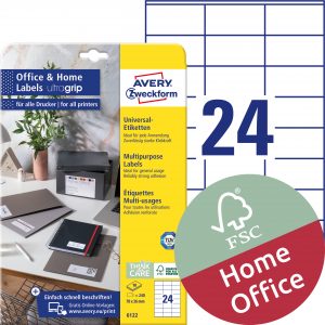 Trwałe etykiety uniwersalne Avery Zweckform, 70 x 36mm; A4; 10 ark./op.; białe