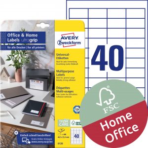 Trwałe etykiety uniwersalne Avery Zweckform, 48,5 x 25,4; A4; 10 ark./op.; białe