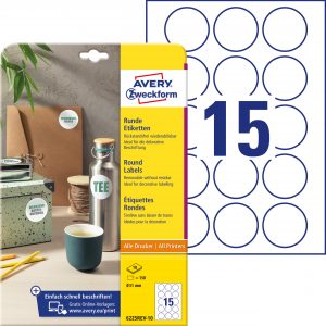 Etykiety okrągłe Avery Zweckform, A4, 10 ark./op., Ø51 mm, białe, usuwalne