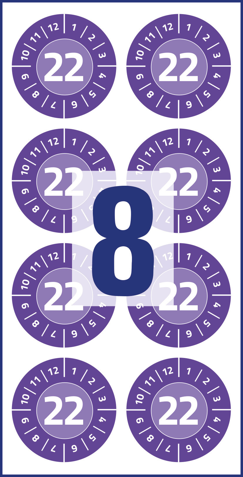 Tabliczki inspekcyjne winylowe 2022r. do opisu ręcznego, Ø30, fioletowe, 80 sztuk, Avery Zweckform - obrazek 2
