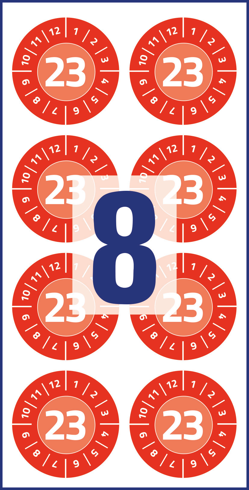 Tabliczki inspekcyjne winylowe 2023 do opisu ręcznego, Ø30, czerwone, 80 sztuk, Avery Zweckform - obrazek 2