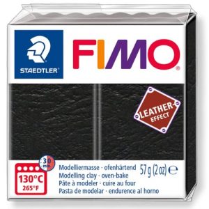 FIMO, Masa plastyczna termoutwardzalna Leather Effect, czarna, kostka, 57g S 8010-909
