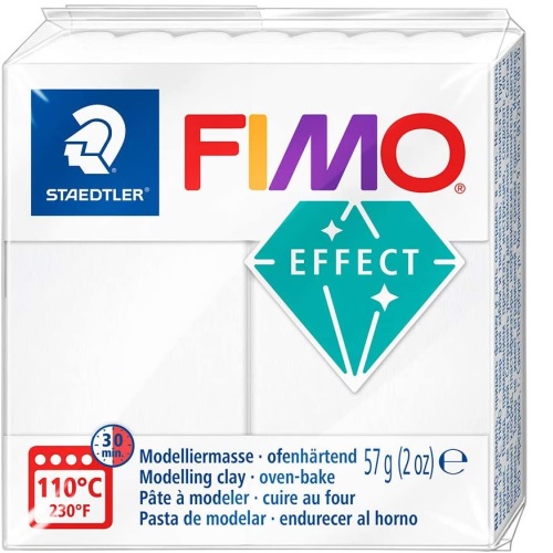 FIMO, Masa plastyczna termoutwardzalna Effect, biała przezroczysta, 57g, kostka S 8020-014