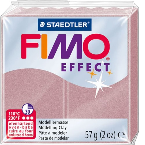FIMO, Masa plastyczna termoutwardzalna Effect, różana perłowa, 57g, kostka S 8020-207