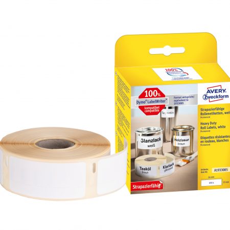 Etykiety Heavy Duty Avery Zweckform w rolce do drukarek termicznych, 450etyk./1rolka, 19 x 64 mm, poliestrowe, trwałe, białe
