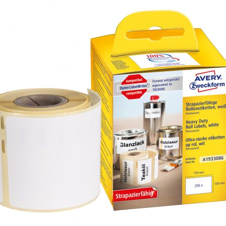 Etykiety Heavy Duty Avery Zweckform w rolce do drukarek termicznych, 200etyk./1rolka, 104 x 159 mm, poliestrowe, trwałe, białe