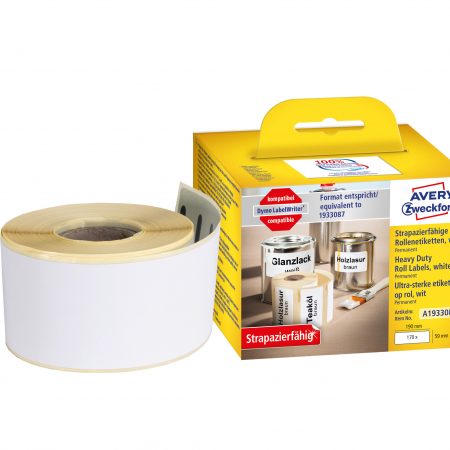 Etykiety Heavy Duty Avery Zweckform w rolce do drukarek termicznych, 170etyk./1rolka, 59 x 190 mm, poliestrowe, trwałe, białe