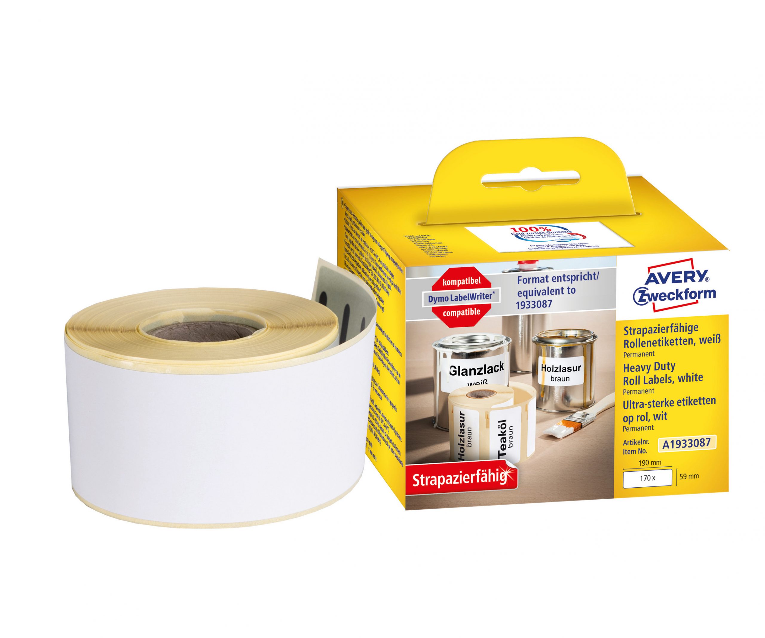 Etykiety Heavy Duty Avery Zweckform w rolce do drukarek termicznych, 170etyk./1rolka, 59 x 190 mm, poliestrowe, trwałe, białe