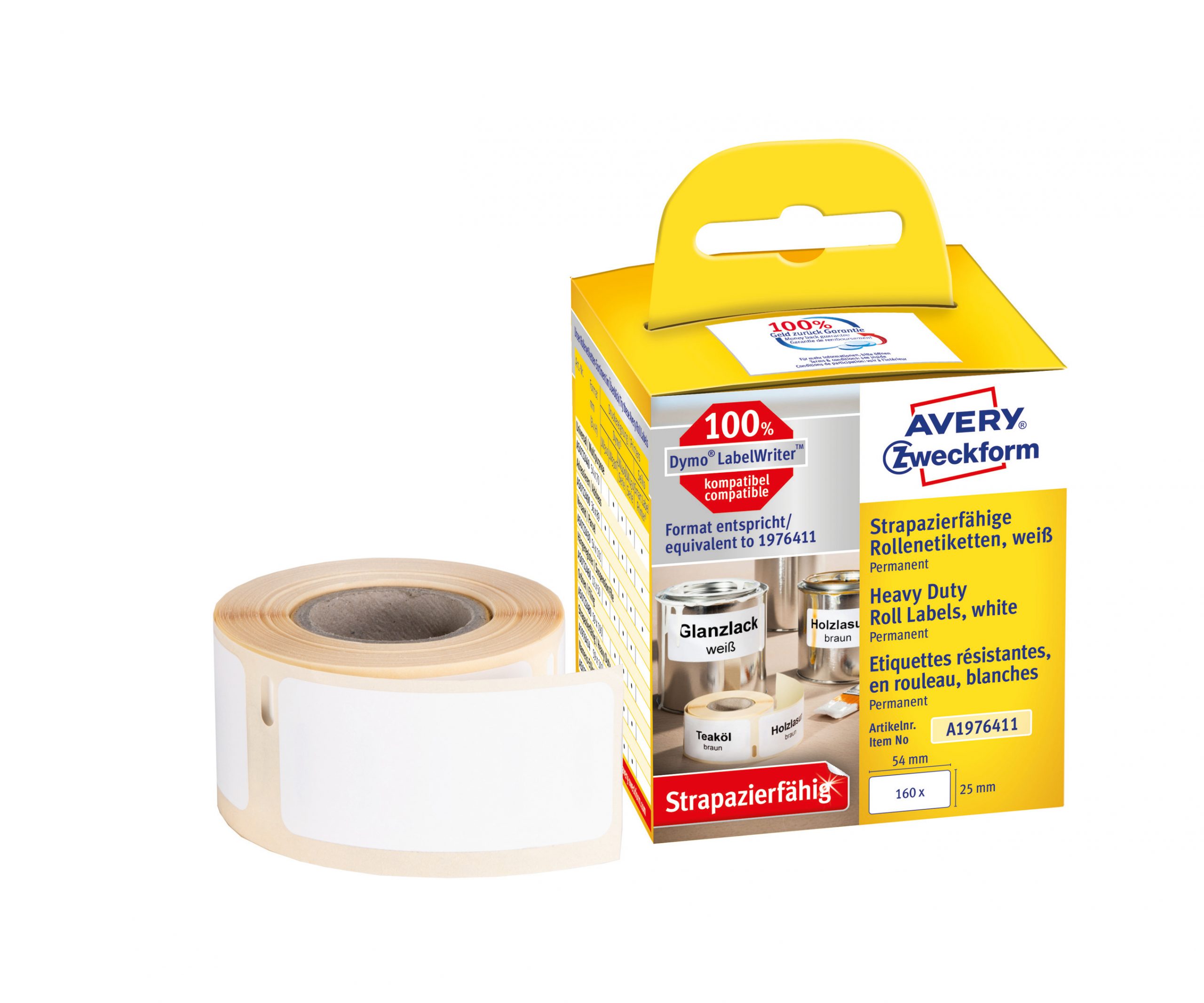 Etykiety Heavy Duty Avery Zweckform w rolce do drukarek termicznych, 160etyk./1rolka, 25 x 54 mm, poliestrowe, trwałe, białe
