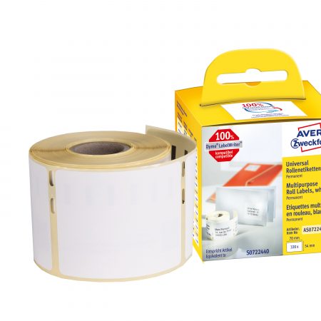 Etykiety uniwersalne Avery Zweckform w rolce do drukarek termicznych, 320etyk./1rolka, 54 x 70 mm, trwałe, białe
