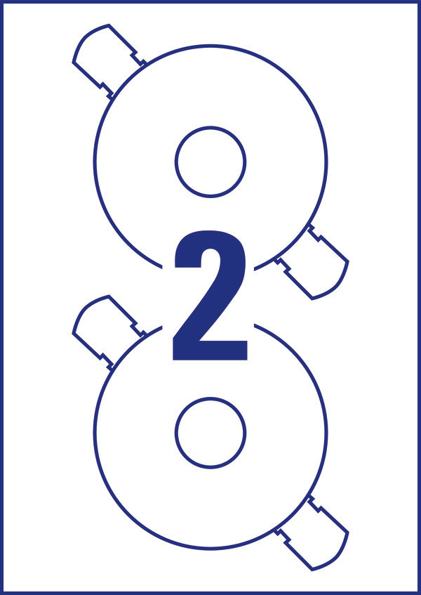 Etykiety na płyty CD Avery Zweckform; A4, 20 ark./op., ø117 mm, błyszczące - obrazek 2