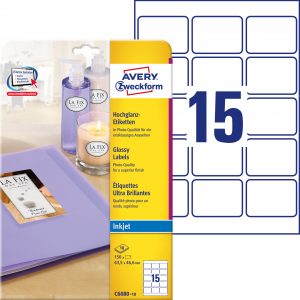Etykiety błyszczące Avery Zweckform, A4, 10 ark./op., 63,5 x 46,6 mm, białe