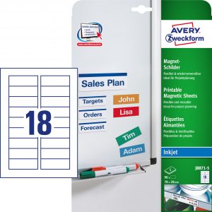 Magnetyczne znaki samoprzylegające Avery Zweckform; A4, 5 ark./op., 78 x 28 mm, białe