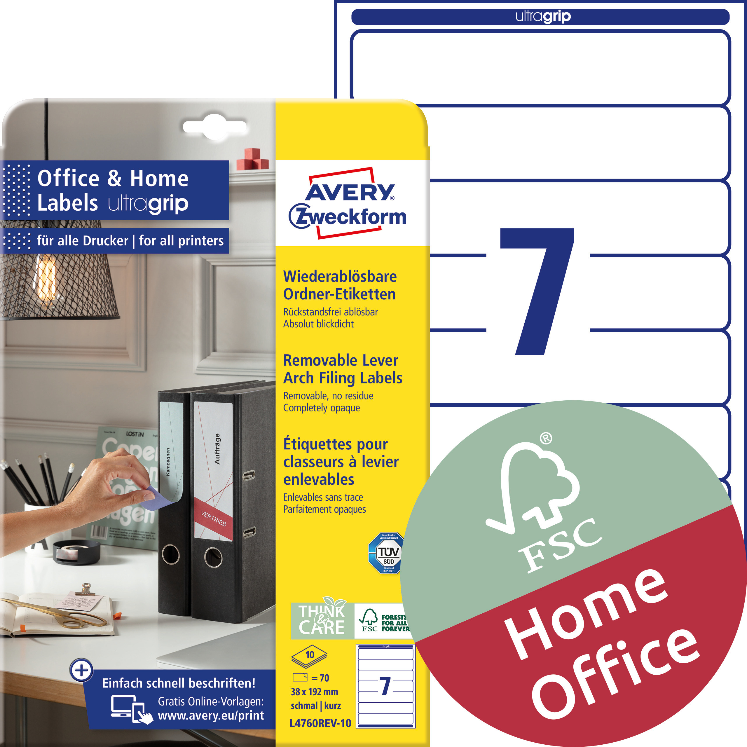 Usuwalne etykiety na segregatory Avery Zweckform, A4, 10 ark./op., 38 x 192 mm, białe, wąskie