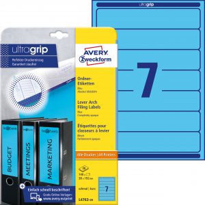 Etykiety na segregatory Avery Zweckform; A4, 20 ark./op., 38 x 192 mm, niebieskie