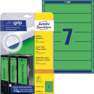 Etykiety na segregatory Avery Zweckform; A4, 20 ark./op., 38 x 192 mm, zielone