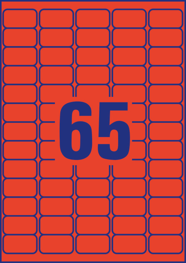 Etykiety usuwalne kolorowe Avery Zweckform; A4, 20 ark./op., 38,1 x 21,2 mm, czerwone - obrazek 2