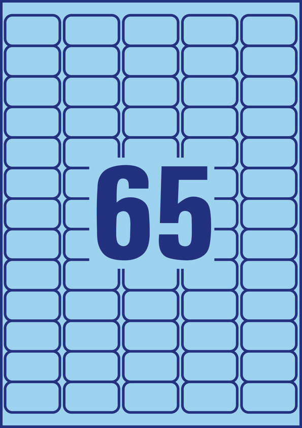 Etykiety usuwalne kolorowe Avery Zweckform; A4, 20 ark./op., 38,1 x 21,2 mm, niebieskie - obrazek 2