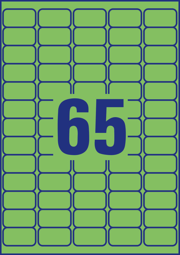 Etykiety usuwalne kolorowe Avery Zweckform; A4, 20 ark./op., 38,1 x 21,2 mm, zielone - obrazek 2